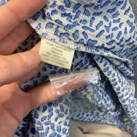 LOVESTITCH Womens Mini Dress White Blue Sleeveless Tiered V-neck Size M,Preppy - Picture 8 of 11